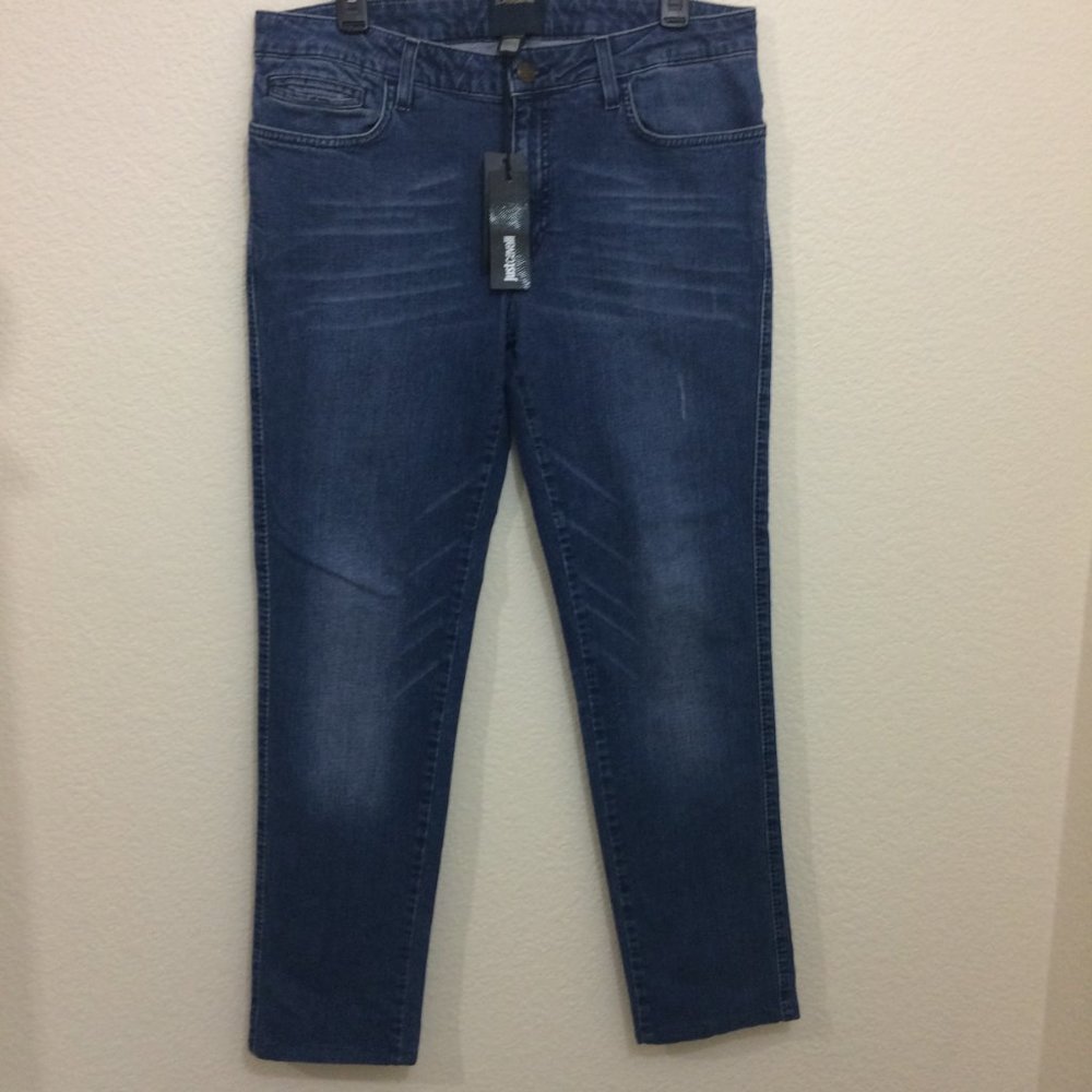 Just Cavalli Mens Slim Fit Medium Wash Jeans Logo - Picture 3 of 11